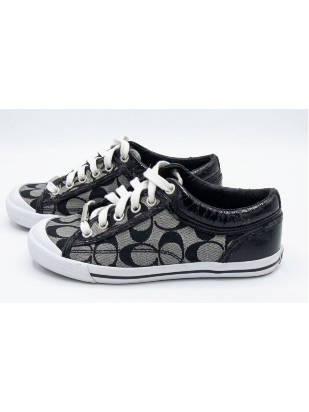 Coach Francesca Signature C Sneakers Women’s 5B Gray Silver Monogram Shoes. - Picture 4 of 7